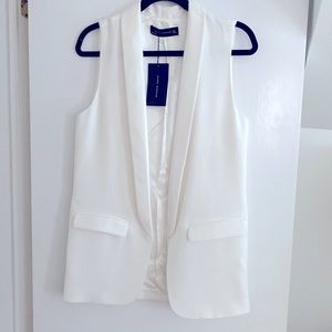 Zara White Sleeveless Blazer with Lapels New